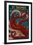 St. Thomas, U.S. Virgin Islands - Octopus Mosaic-Lantern Press-Framed Art Print