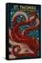 St. Thomas, U.S. Virgin Islands - Octopus Mosaic-Lantern Press-Framed Stretched Canvas