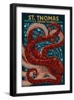St. Thomas, U.S. Virgin Islands - Octopus Mosaic-Lantern Press-Framed Art Print