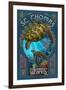 St. Thomas, U.S. Virgin Islands - Sea Turtle Art Nouveau-Lantern Press-Framed Art Print