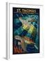 St. Thomas, U.S. Virgin Islands - Sea Turtle Mosaic-Lantern Press-Framed Art Print