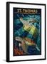 St. Thomas, U.S. Virgin Islands - Sea Turtle Mosaic-Lantern Press-Framed Art Print