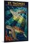 St. Thomas, U.S. Virgin Islands - Sea Turtle Mosaic-Lantern Press-Mounted Art Print