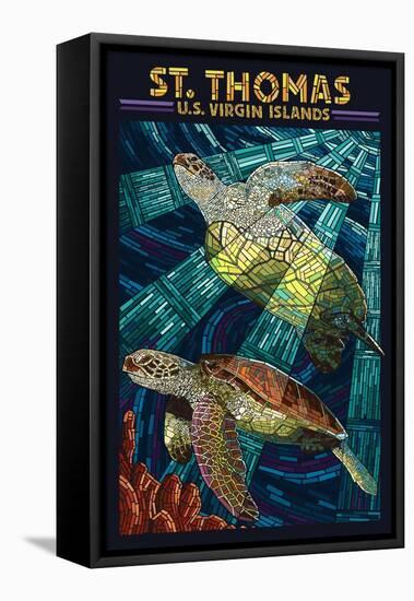 St. Thomas, U.S. Virgin Islands - Sea Turtle Mosaic-Lantern Press-Framed Stretched Canvas