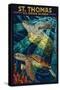 St. Thomas, U.S. Virgin Islands - Sea Turtle Mosaic-Lantern Press-Stretched Canvas