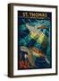 St. Thomas, U.S. Virgin Islands - Sea Turtle Mosaic-Lantern Press-Framed Art Print