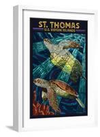 St. Thomas, U.S. Virgin Islands - Sea Turtle Mosaic-Lantern Press-Framed Art Print