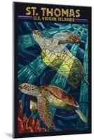 St. Thomas, U.S. Virgin Islands - Sea Turtle Mosaic-Lantern Press-Mounted Art Print