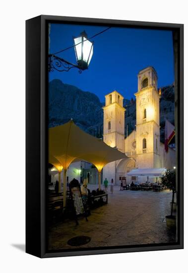 St. Tryphon Cathedral at Night, Old Town, UNESCO World Heritage Site, Kotor, Montenegro, Europe-Frank Fell-Framed Stretched Canvas
