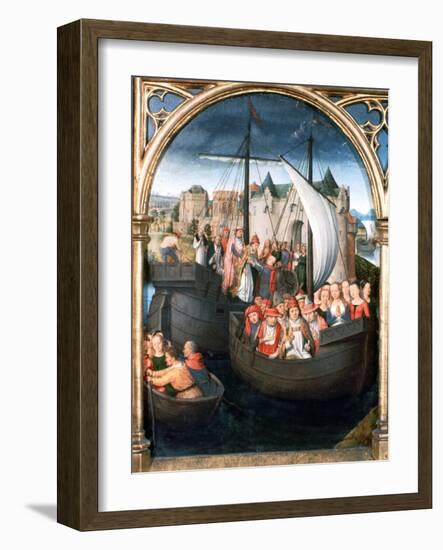 'St Ursula Shrine, Departure from Basle', 1489. Artist: Hans Memling-Hans Memling-Framed Giclee Print