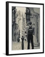 St. Ursula Street and Visitor, Triq Sant-Orsla, Valletta, Malta-Walter Bibikow-Framed Photographic Print