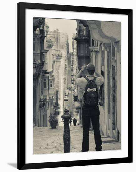 St. Ursula Street and Visitor, Triq Sant-Orsla, Valletta, Malta-Walter Bibikow-Framed Photographic Print