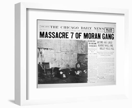 St. Valentine's Day Massacre, Front Page of the Chicago Daily News, 14th February 1929-null-Framed Giclee Print