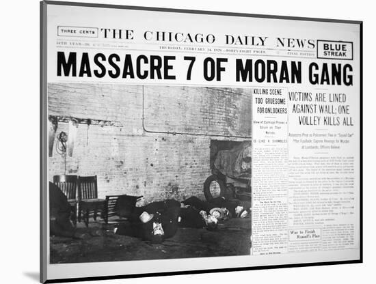 St. Valentine's Day Massacre, Front Page of the Chicago Daily News, 14th February 1929-null-Mounted Giclee Print