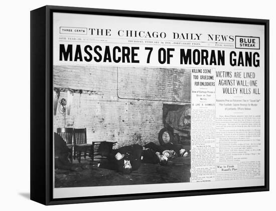 St. Valentine's Day Massacre, Front Page of the Chicago Daily News, 14th February 1929-null-Framed Stretched Canvas