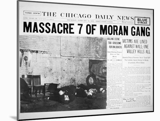 St. Valentine's Day Massacre, Front Page of the Chicago Daily News, 14th February 1929-null-Mounted Giclee Print