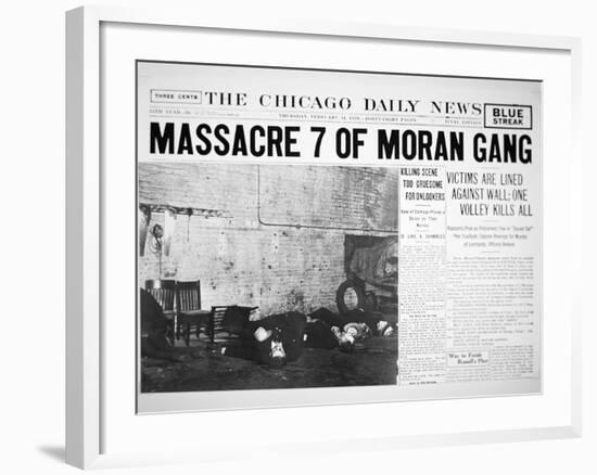 St. Valentine's Day Massacre, Front Page of the Chicago Daily News, 14th February 1929-null-Framed Giclee Print