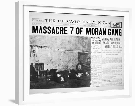 St. Valentine's Day Massacre, Front Page of the Chicago Daily News, 14th February 1929-null-Framed Giclee Print