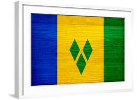 St. Vincent And The Grenadines Flag Design with Wood Patterning - Flags of the World Series-Philippe Hugonnard-Framed Art Print