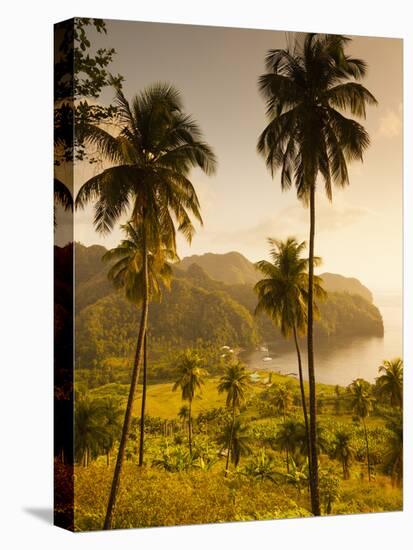 St. Vincent and the Grenadines, St. Vincent, Leeward Coast, Chateaubelair, Elevated Coastal View-Walter Bibikow-Stretched Canvas