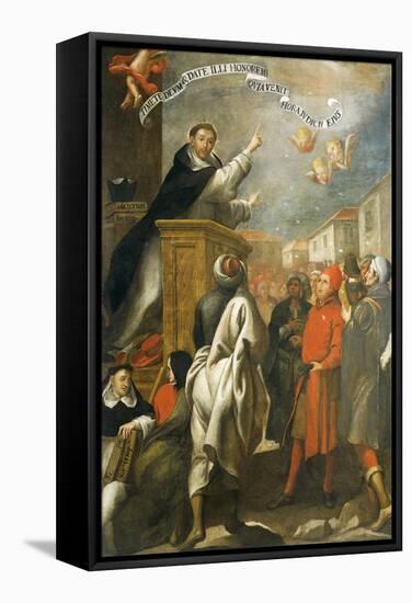 St Vincent Ferrer Preaching to the Young People of Salamanca-Alonso Antonio Villamor-Framed Stretched Canvas