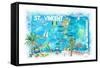 St Vincent Grenadines Antilles Illustrated Travel Map with Roads and Highlights-M. Bleichner-Framed Stretched Canvas