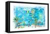 St Vincent Grenadines Antilles Illustrated Travel Map with Roads and Highlights-M. Bleichner-Framed Stretched Canvas