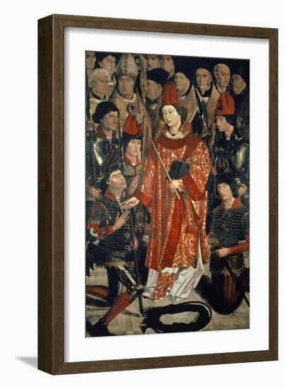 St Vincent Surrounded by Highest Echelons of State, Detail from St Vincent Panels, Circa 1460-Nuno Goncalves-Framed Giclee Print