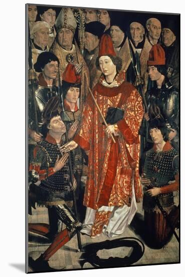 St Vincent Surrounded by Highest Echelons of State, Detail from St Vincent Panels, Circa 1460-Nuno Goncalves-Mounted Giclee Print