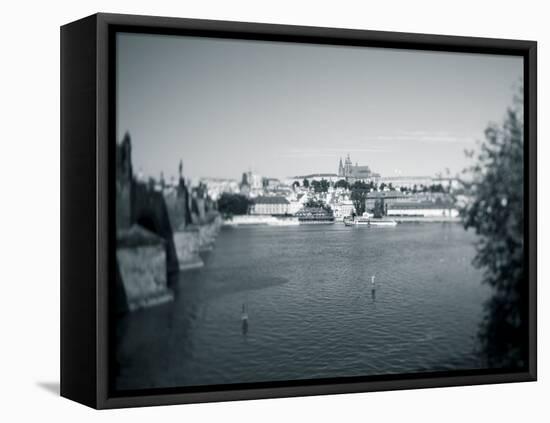 St, Vitus Cathedral and Vltava River, Prague, Czech Republic-Jon Arnold-Framed Stretched Canvas