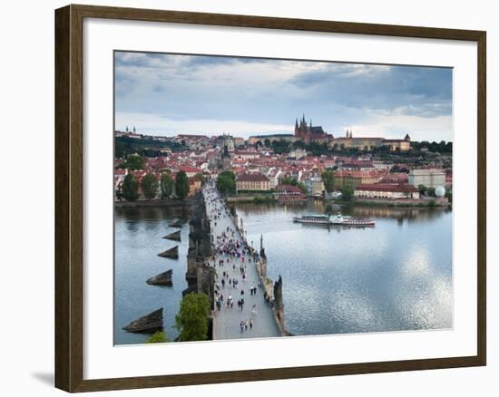 St Vitus Cathedral, Charles Bridge, River Vltava, UNESCO World Heritage Site, Prague Czech Republic-Gavin Hellier-Framed Photographic Print