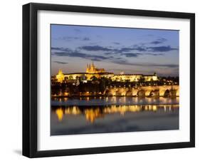 St Vitus Cathedral, Charles Bridge, UNESCO World Heritage Site, Prague, Czech Republic-Gavin Hellier-Framed Photographic Print