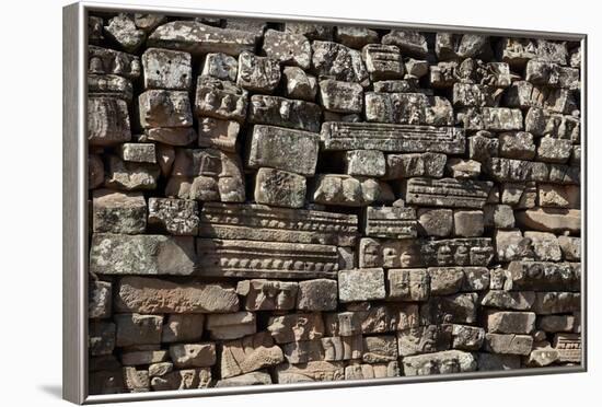 Stack, Fallen Stone Pieces from Bayon Temple Ruins, Angkor World Heritage Site-David Wall-Framed Photographic Print