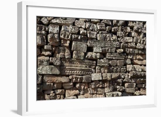 Stack, Fallen Stone Pieces from Bayon Temple Ruins, Angkor World Heritage Site-David Wall-Framed Photographic Print