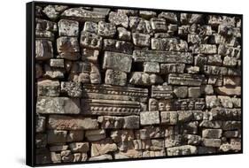 Stack, Fallen Stone Pieces from Bayon Temple Ruins, Angkor World Heritage Site-David Wall-Framed Stretched Canvas
