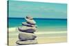 Stack of Balanced Stones in a White Sand Beach, with a Cross-Processed Effect-nito-Stretched Canvas