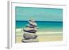 Stack of Balanced Stones in a White Sand Beach, with a Cross-Processed Effect-nito-Framed Photographic Print