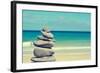 Stack of Balanced Stones in a White Sand Beach, with a Cross-Processed Effect-nito-Framed Photographic Print