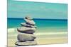 Stack of Balanced Stones in a White Sand Beach, with a Cross-Processed Effect-nito-Mounted Photographic Print