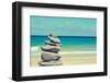 Stack of Balanced Stones in a White Sand Beach, with a Cross-Processed Effect-nito-Framed Photographic Print