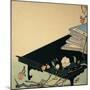 Stack of Books and Plum Blossom Flowers on a Table-null-Mounted Giclee Print