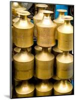 Stack of Brass Milk Jugs in Durbar Square, Kathmandu, Nepal-Bill Bachmann-Mounted Photographic Print