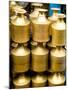 Stack of Brass Milk Jugs in Durbar Square, Kathmandu, Nepal-Bill Bachmann-Mounted Photographic Print