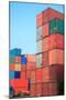 Stack of Cargo Containers at Sunrise in an Intermodal Yard-rodho-Mounted Photographic Print