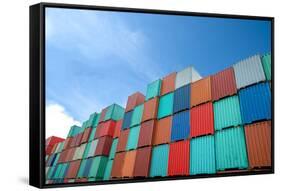 Stack of Cargo Containers at the Docks-Prasit Rodphan-Framed Stretched Canvas
