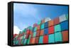 Stack of Cargo Containers at the Docks-Prasit Rodphan-Framed Stretched Canvas