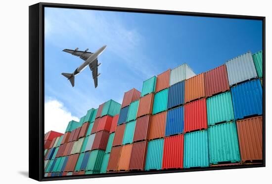 Stack of Cargo Containers at the Docks-Prasit Rodphan-Framed Stretched Canvas
