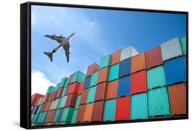 Stack of Cargo Containers at the Docks-Prasit Rodphan-Framed Stretched Canvas