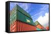 Stack of Cargo Containers at the Docks-rodho-Framed Stretched Canvas