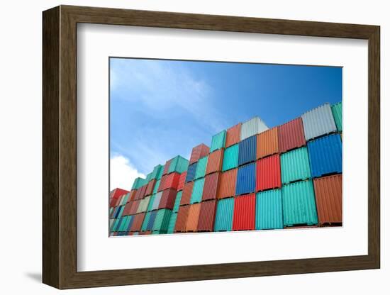 Stack of Cargo Containers at the Docks-Prasit Rodphan-Framed Photographic Print